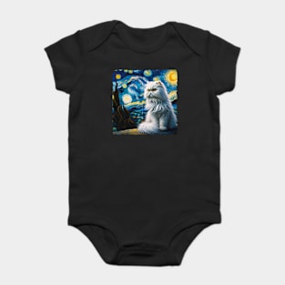 Persian Kitty Starry Night Inspired - Artistic Cat Baby Bodysuit